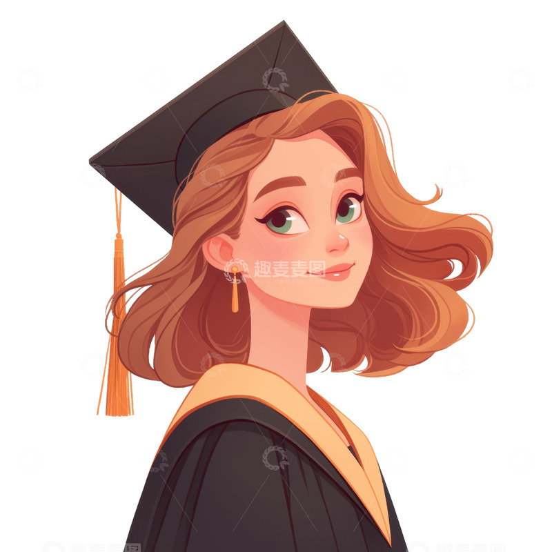 高清大图下载【趣麦麦图】戴着学士帽的金发女孩