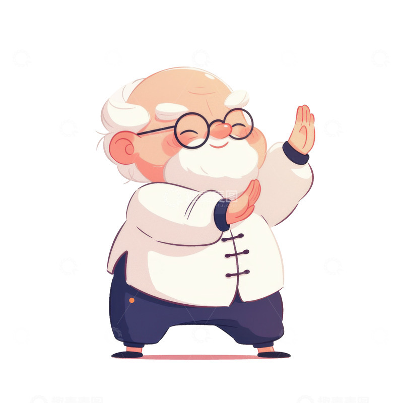 高清大图下载【趣麦麦图】卡通简约锻炼的老爷爷