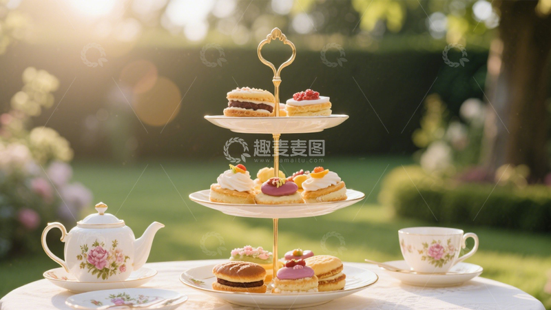 高清大图下载【趣麦麦图】花园里的英式下午茶2