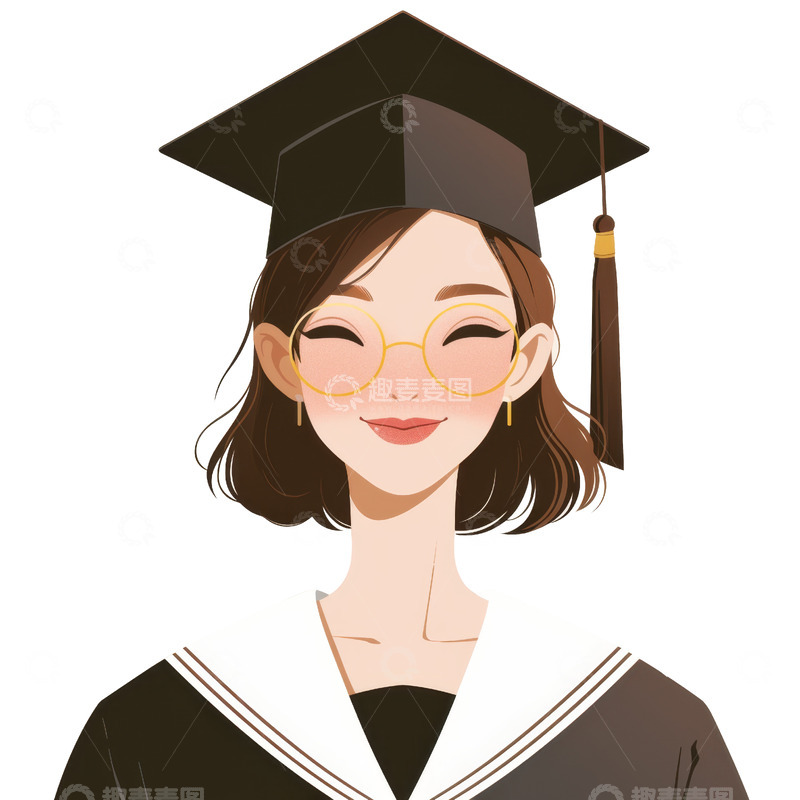 高清大图下载【趣麦麦图】卡通可爱的毕业生