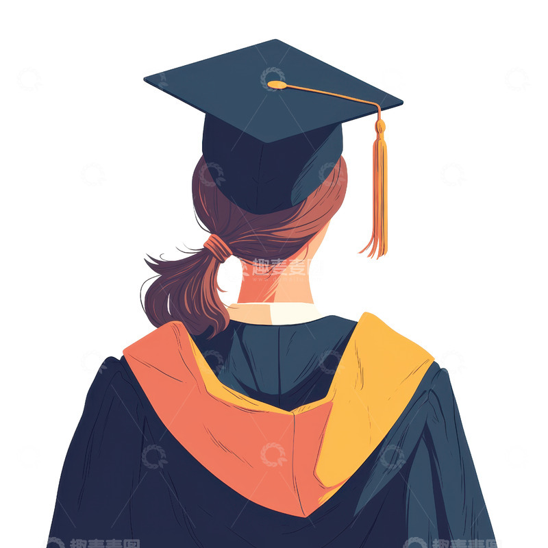 高清大图下载【趣麦麦图】卡通简约一位毕业生背影