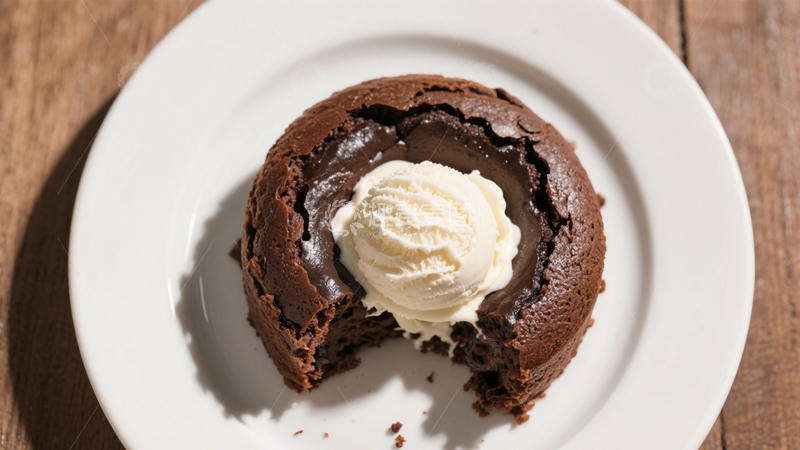 高清大图下载【趣麦麦图】巧克力熔岩蛋糕配冰淇淋1
