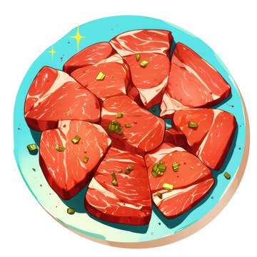 手绘一盘鲜肉片