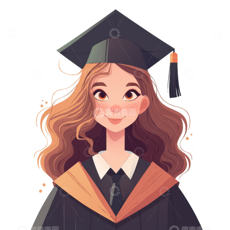 高清大图下载【趣麦麦图】手绘简约一位女毕业生