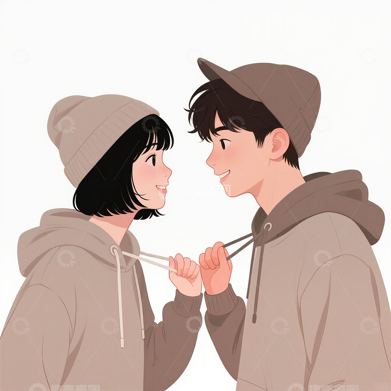 高清大图下载【趣麦麦图】情人节头像卫衣情侣装插画素材