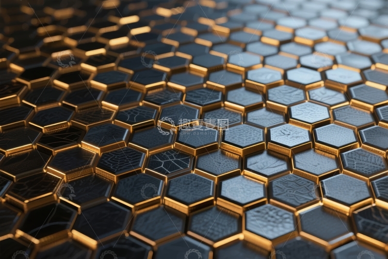 高清大图下载【趣麦麦图】金色六边形网格纹理