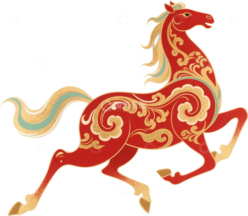 高清大图下载【趣麦麦图】2026马年喜庆中国风生肖马免抠元素