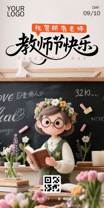 教师节海报可爱的老师