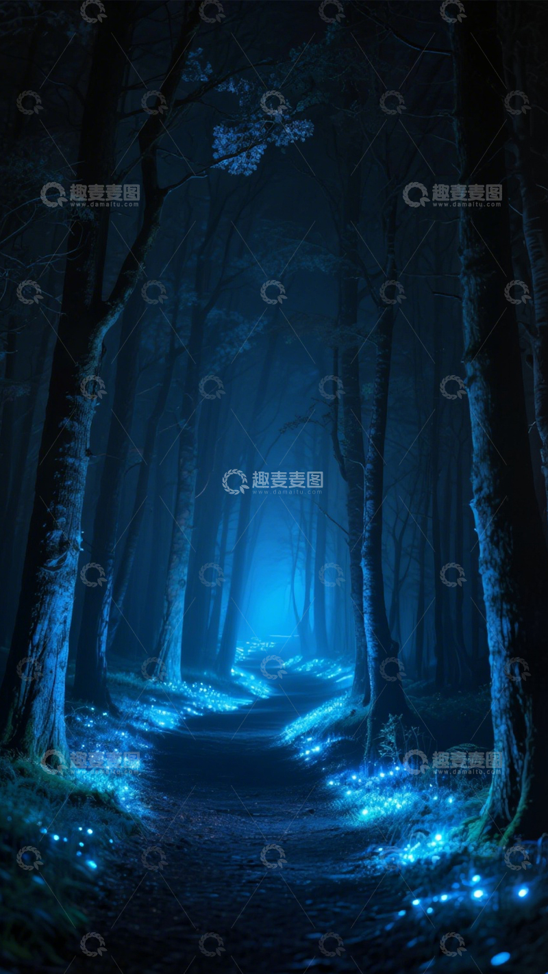 高清大图下载【趣麦麦图】夜光森林小径2