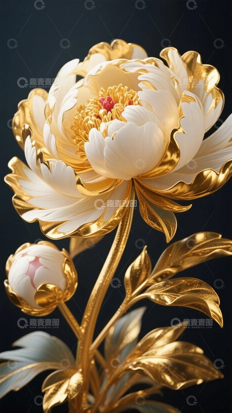 高清大图下载【趣麦麦图】金边牡丹艺术品背景08