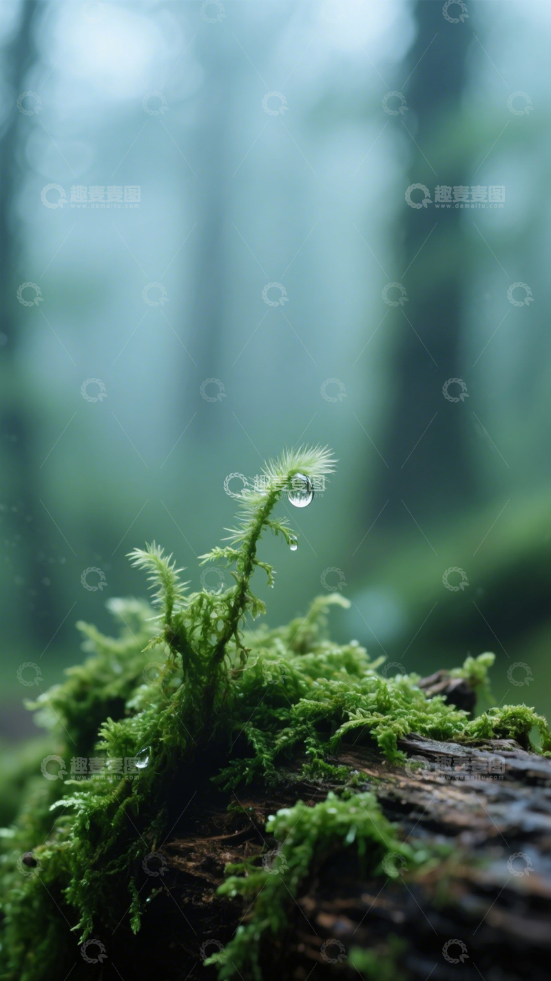 高清大图下载【趣麦麦图】森林苔藓挂水珠3