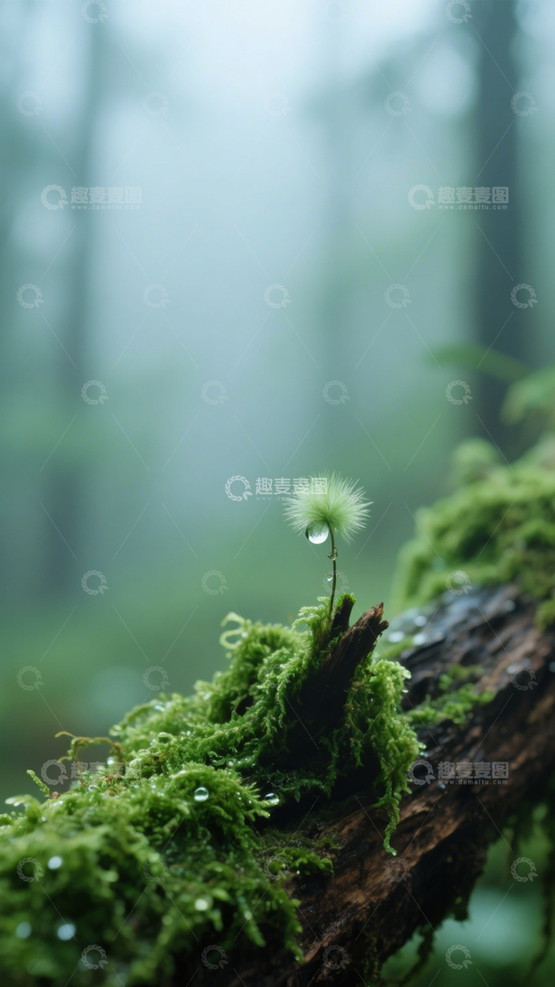 高清大图下载【趣麦麦图】森林苔藓挂水珠4