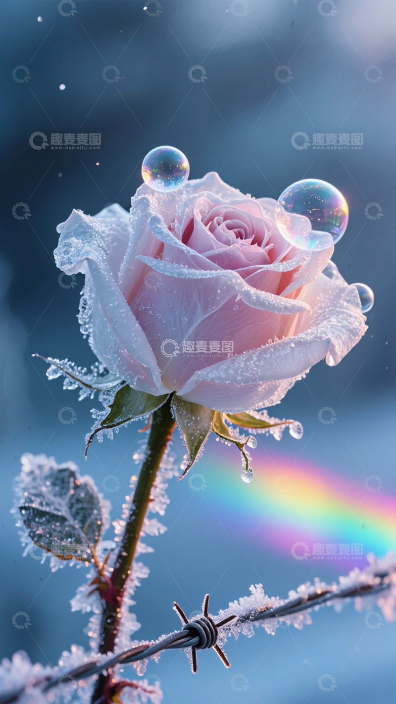 高清大图下载【趣麦麦图】冰霜玫瑰伴泡泡4