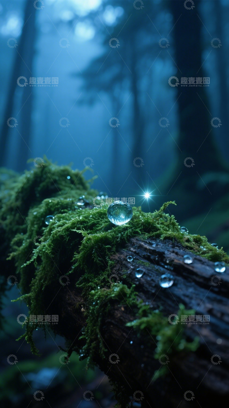 高清大图下载【趣麦麦图】森林苔藓映蓝光3