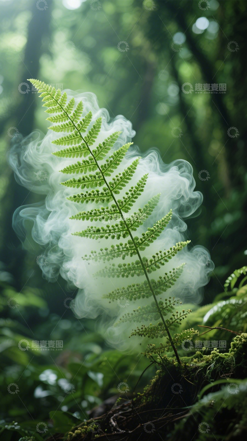 高清大图下载【趣麦麦图】森林蕨类绕烟雾2