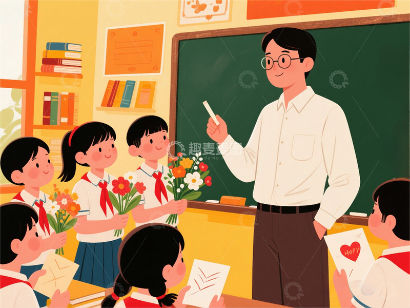 高清大图下载【趣麦麦图】教师节海报素材插画背景