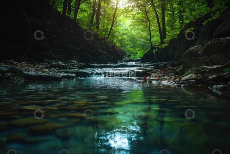 高清大图下载【趣麦麦图】森林里的河流自然美景