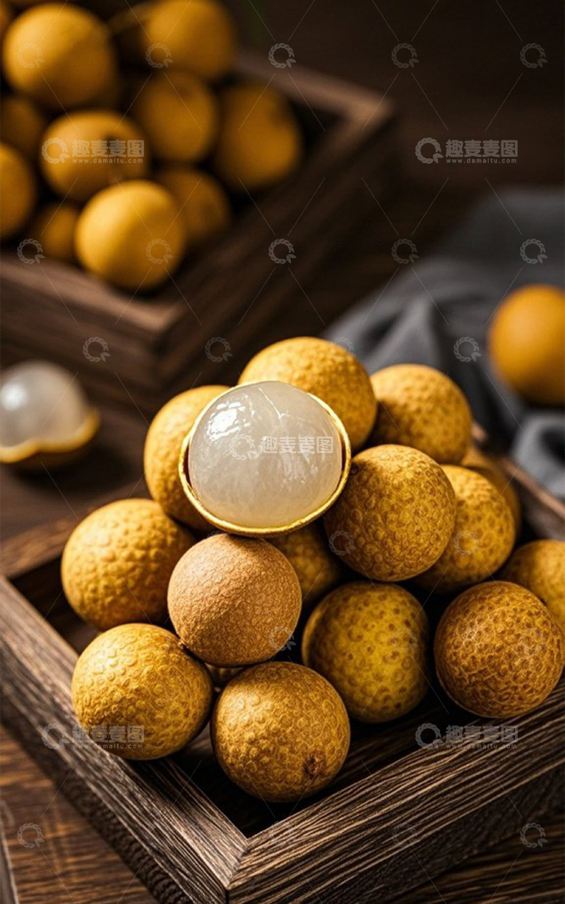 高清大图下载【趣麦麦图】饱满龙眼 剥开果肉 美食摄影