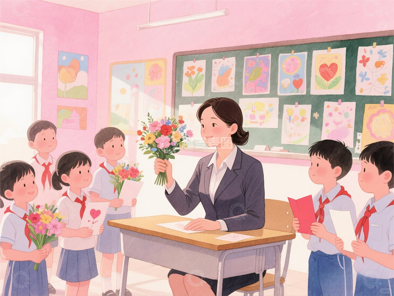 高清大图下载【趣麦麦图】教师节海报素材插画背景2