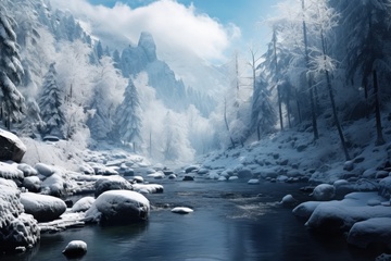 冬季冰雪河流自然美景