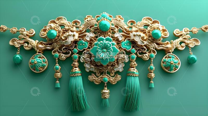 高清大图下载【趣麦麦图】中国风复古发饰项链抹额