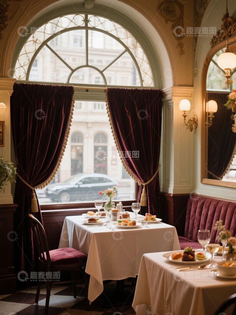 高清大图下载【趣麦麦图】典雅餐厅内的精致餐桌