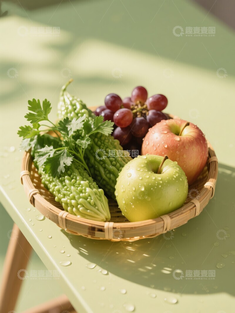 高清大图下载【趣麦麦图】健康饮食蔬菜水果堆叠展示