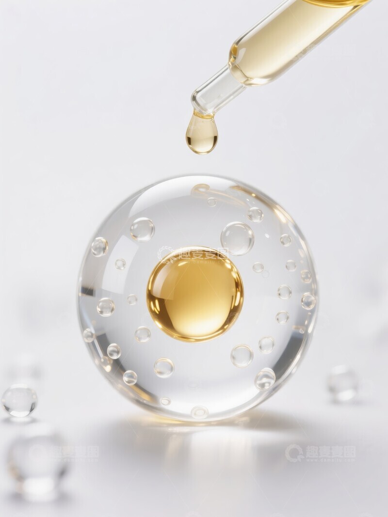 高清大图下载【趣麦麦图】注入透明球体中的金色液体