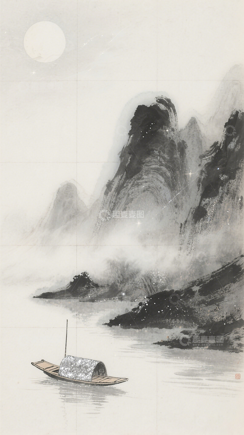 高清大图下载【趣麦麦图】东方美学水墨插画山水国画