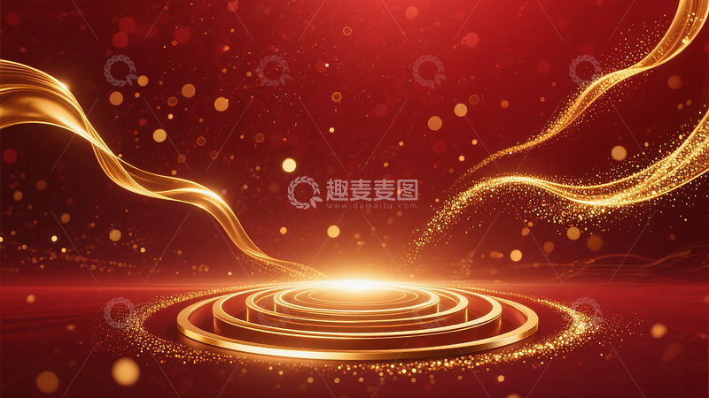 高清大图下载【趣麦麦图】红金简约活动金色粒子庆典背景素材