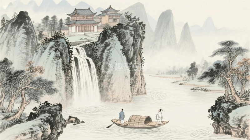 高清大图下载【趣麦麦图】国画山水奇峰水墨画03