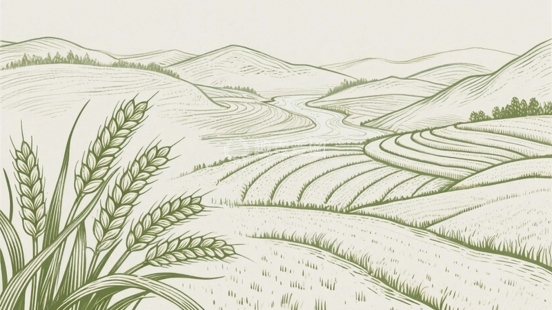 高清大图下载【趣麦麦图】木板雕刻印刷画田野03