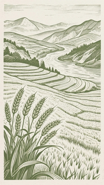 木板雕刻印刷画田野07