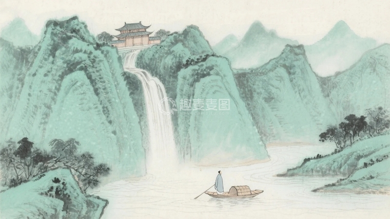 高清大图下载【趣麦麦图】国画山水奇峰水墨画02