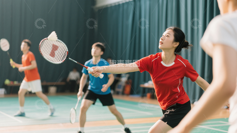 高清大图下载【趣麦麦图】运动员健身羽毛球馆比赛人像照片