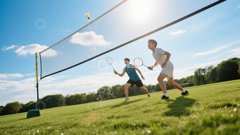 高清大图下载【趣麦麦图】运动员健身打羽毛球户外比赛人像照片