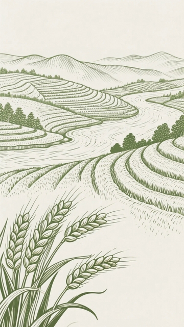 木板雕刻印刷画田野06