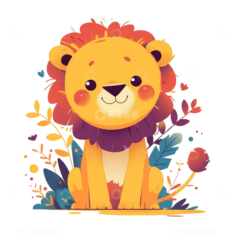 高清大图下载【趣麦麦图】卡通插画可爱的小狮子免抠元素1