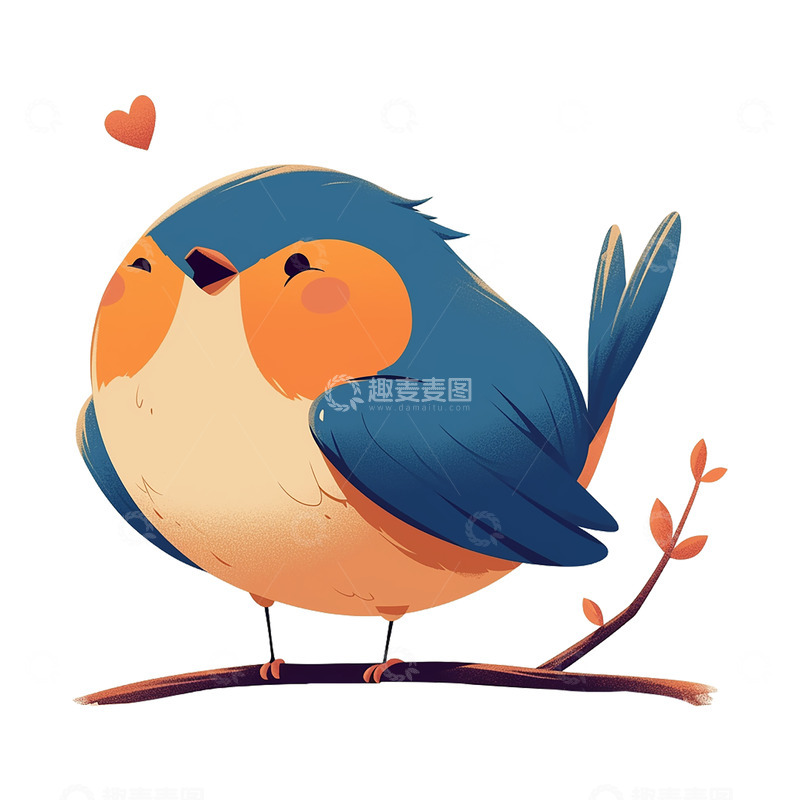 高清大图下载【趣麦麦图】卡通手绘可爱的一只小鸟免抠元素2