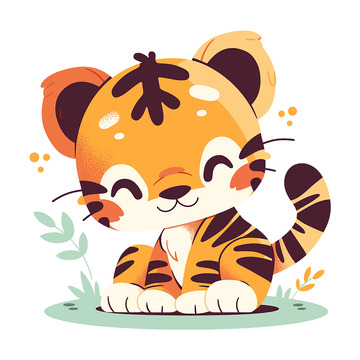 卡通插画小老虎免抠元素