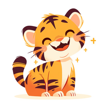 卡通插画小老虎免抠元素1