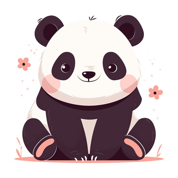 卡通插画可爱的小熊猫免抠元素1