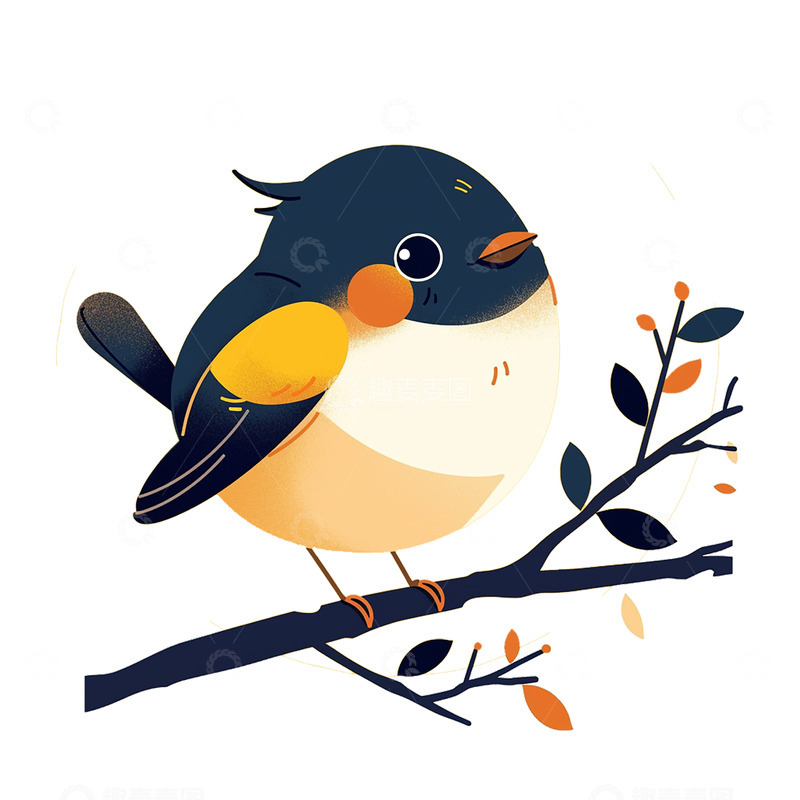 高清大图下载【趣麦麦图】卡通手绘可爱的一只小鸟免抠元素7