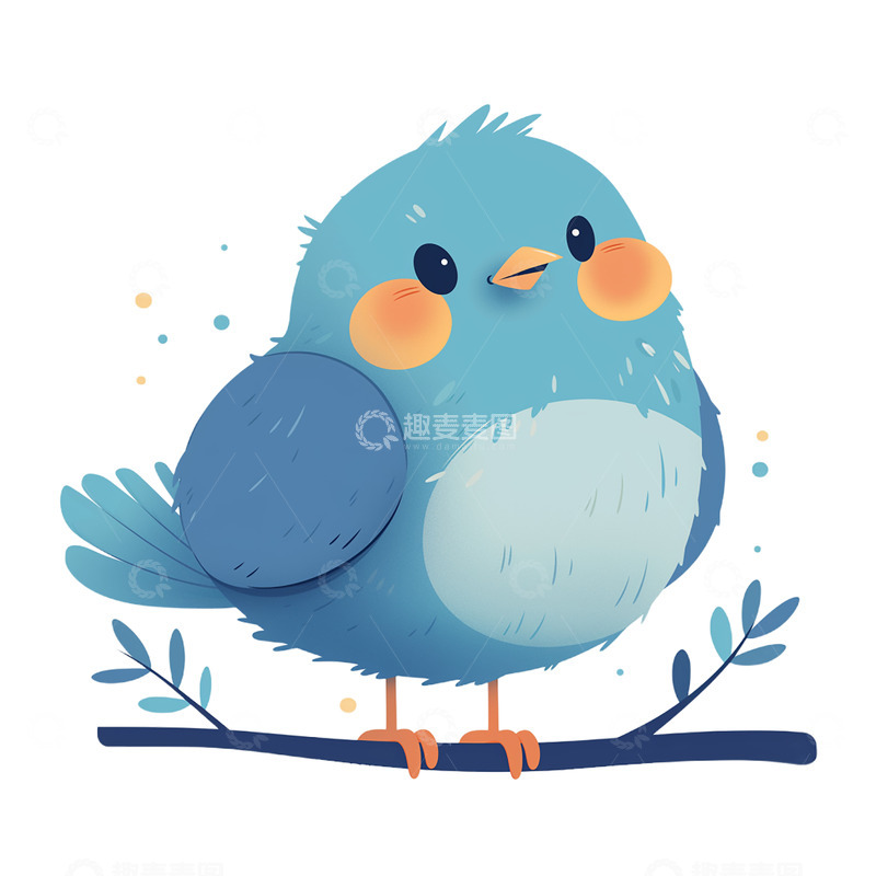 高清大图下载【趣麦麦图】卡通手绘可爱的一只小鸟免抠元素4