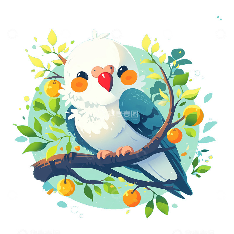 高清大图下载【趣麦麦图】卡通手绘可爱的一只小鸟免抠元素8