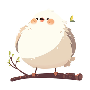 卡通手绘可爱的一只小鸟免抠元素4