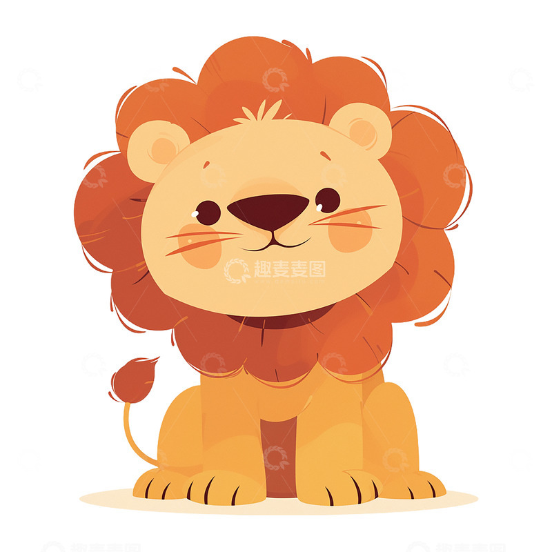 高清大图下载【趣麦麦图】卡通插画可爱的小狮子免抠元素