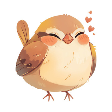 卡通手绘可爱的一只小鸟免抠元素10