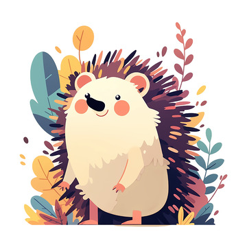 卡通插画一只小刺猬免抠元素3