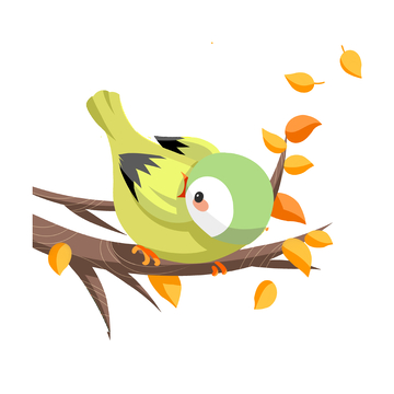 秋分节气麻雀鸟类树枝树叶叶子